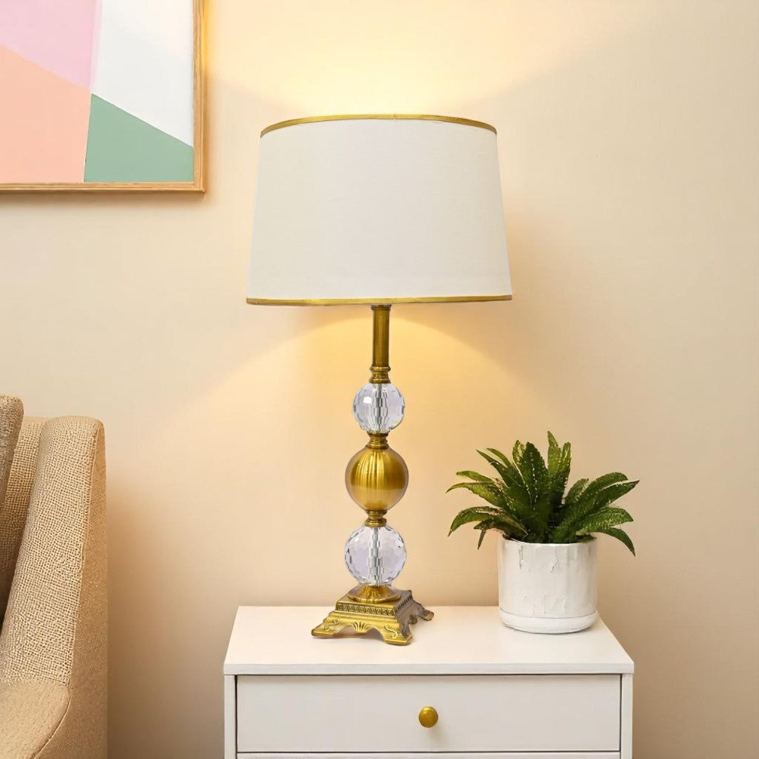 Kairo Brushed Brass and Crystal louts Side  Table Lamp
